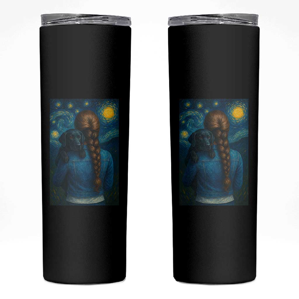 Starry Night Art Parody Skinny Tumbler Girl And Labrador Retriever Dog Mom Gift - Wonder Print Shop