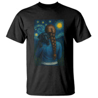 Starry Night Art Parody T Shirt Girl And Labrador Retriever Dog Mom Gift - Wonder Print Shop