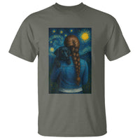 Starry Night Art Parody T Shirt Girl And Labrador Retriever Dog Mom Gift - Wonder Print Shop