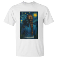 Starry Night Art Parody T Shirt Girl And Labrador Retriever Dog Mom Gift - Wonder Print Shop