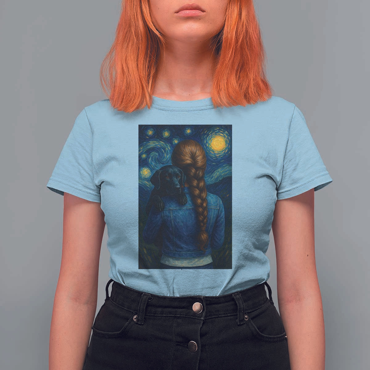 Starry Night Art Parody T Shirt For Women Girl And Labrador Retriever Dog Mom Gift - Wonder Print Shop