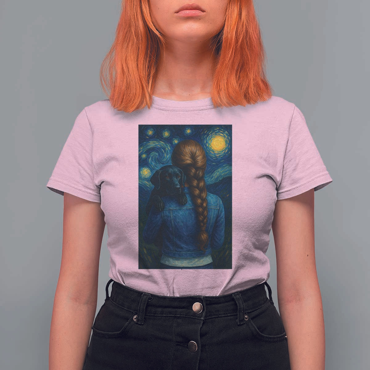 Starry Night Art Parody T Shirt For Women Girl And Labrador Retriever Dog Mom Gift - Wonder Print Shop