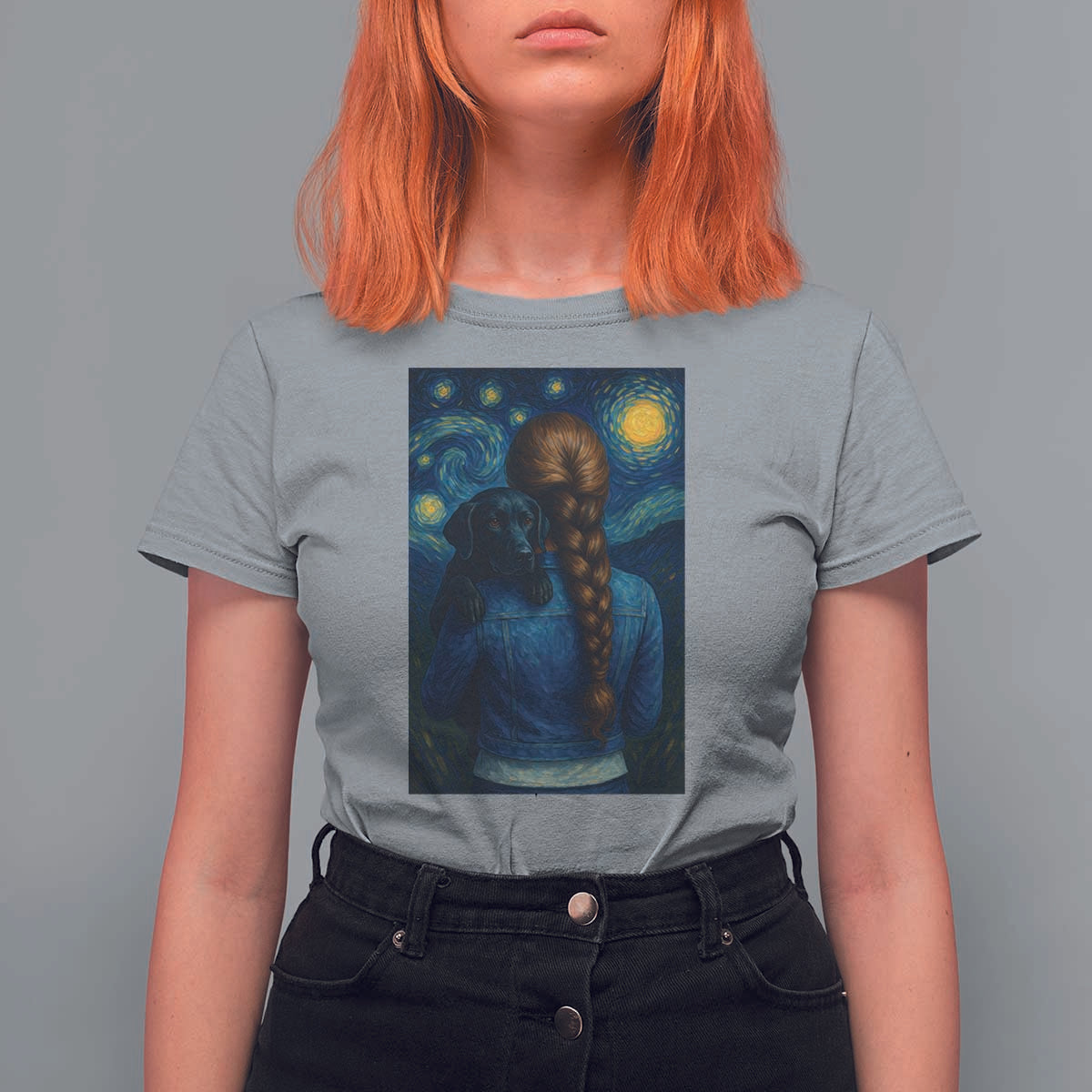 Starry Night Art Parody T Shirt For Women Girl And Labrador Retriever Dog Mom Gift - Wonder Print Shop