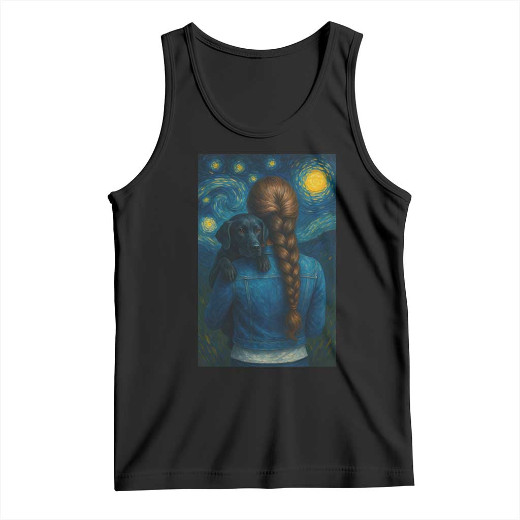 Starry Night Art Parody Tank Top Girl And Labrador Retriever Dog Mom Gift - Wonder Print Shop