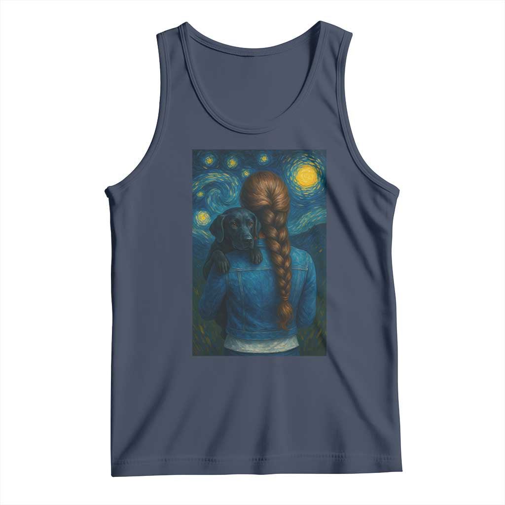 Starry Night Art Parody Tank Top Girl And Labrador Retriever Dog Mom Gift - Wonder Print Shop