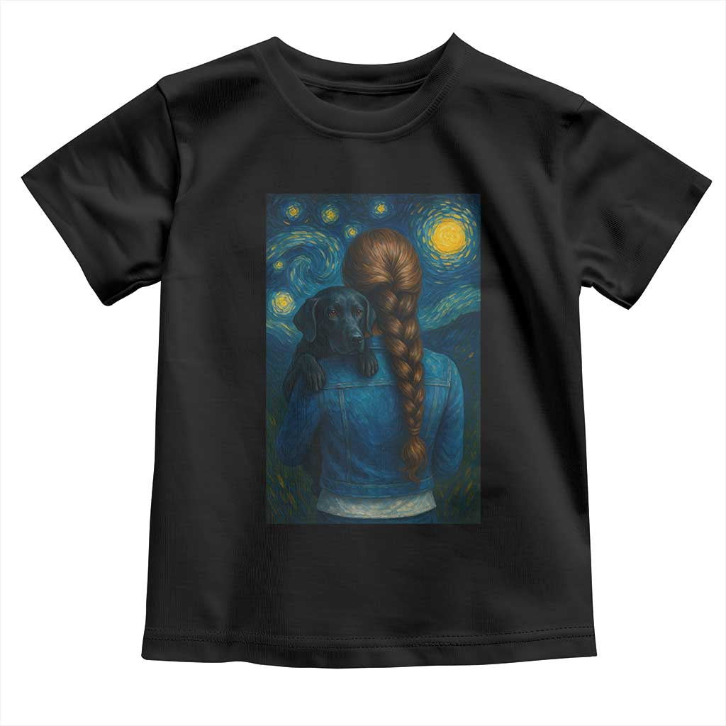 Starry Night Art Parody Toddler T Shirt Girl And Labrador Retriever Dog Mom Gift - Wonder Print Shop
