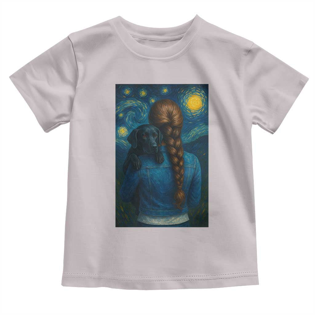 Starry Night Art Parody Toddler T Shirt Girl And Labrador Retriever Dog Mom Gift - Wonder Print Shop