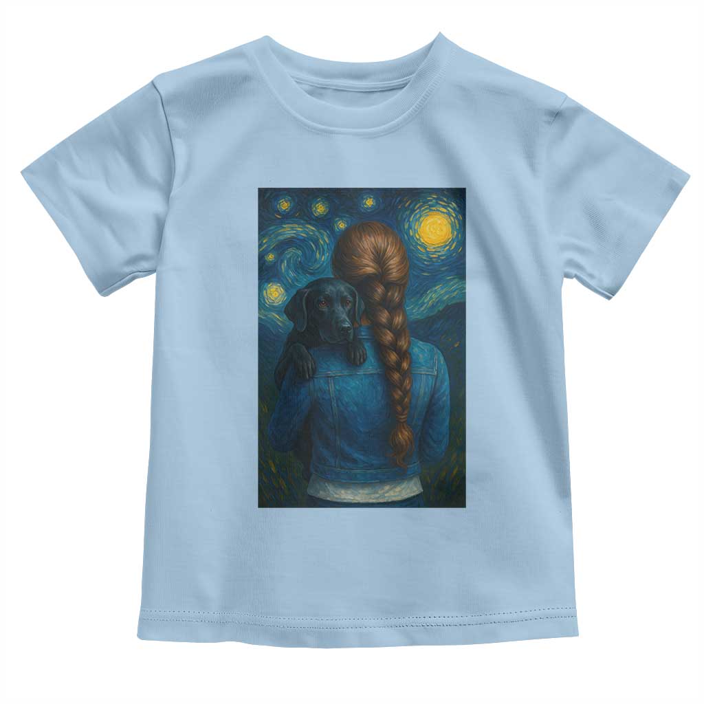 Starry Night Art Parody Toddler T Shirt Girl And Labrador Retriever Dog Mom Gift - Wonder Print Shop