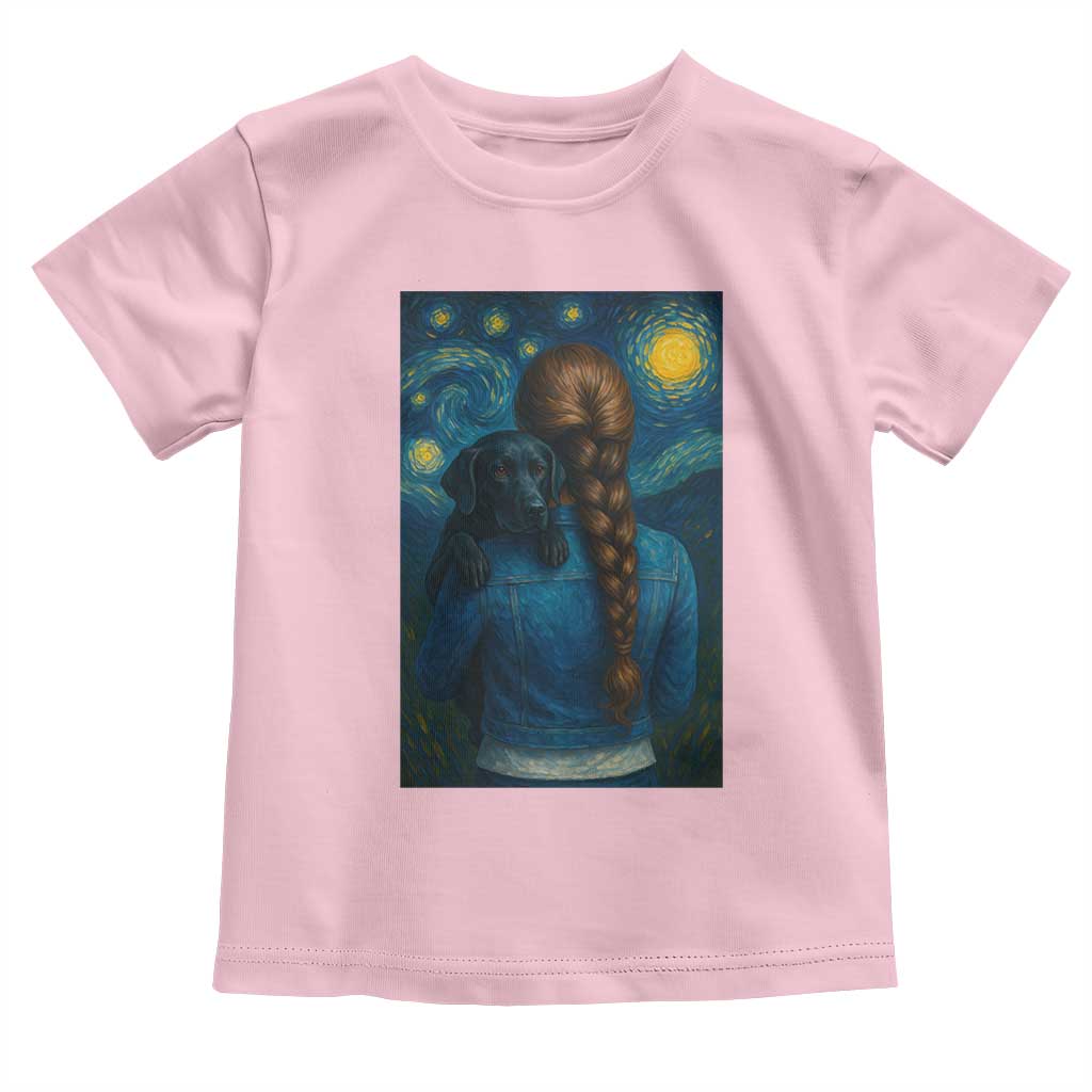 Starry Night Art Parody Toddler T Shirt Girl And Labrador Retriever Dog Mom Gift - Wonder Print Shop