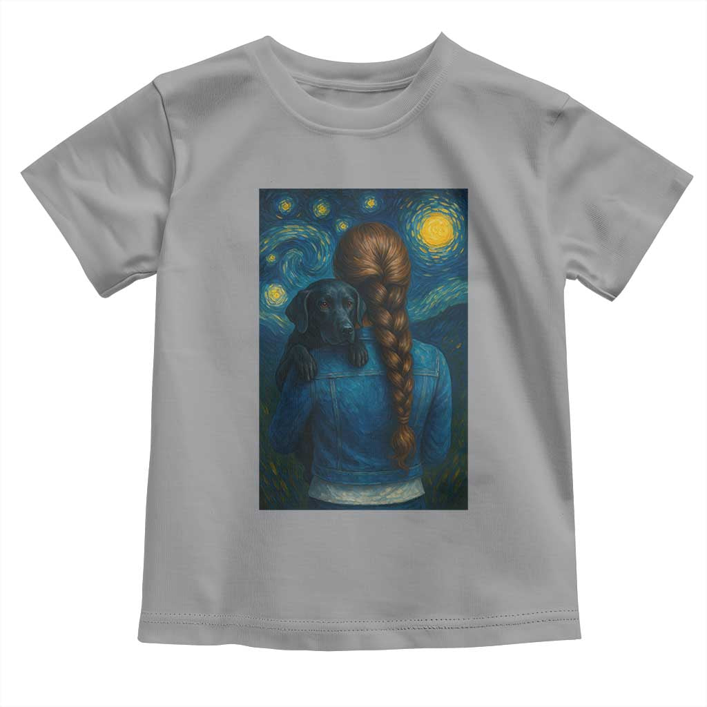 Starry Night Art Parody Toddler T Shirt Girl And Labrador Retriever Dog Mom Gift - Wonder Print Shop