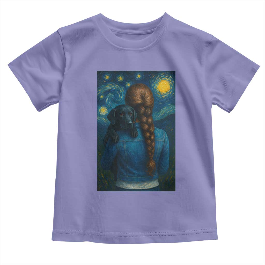 Starry Night Art Parody Toddler T Shirt Girl And Labrador Retriever Dog Mom Gift - Wonder Print Shop