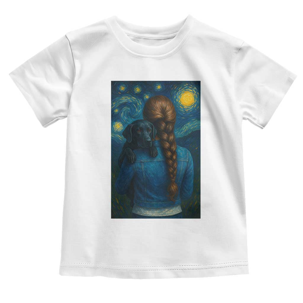 Starry Night Art Parody Toddler T Shirt Girl And Labrador Retriever Dog Mom Gift - Wonder Print Shop