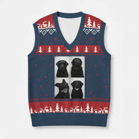 Funny Black Lab V-Neck Knit Sweater Vest Photobooth Selfie Dog Mom Gift - Wonder Print Shop