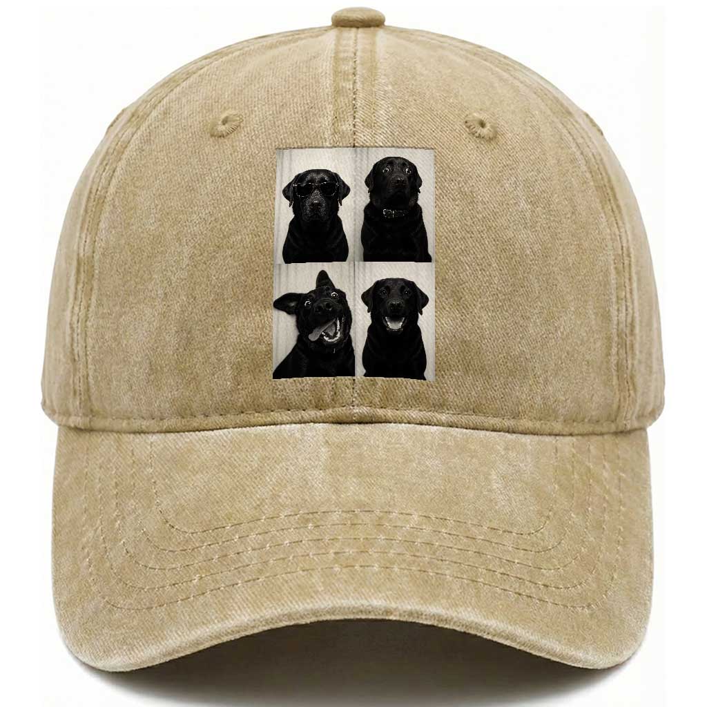 Funny Black Lab Washed Cotton Baseball Cap Photobooth Selfie Dog Mom Gift