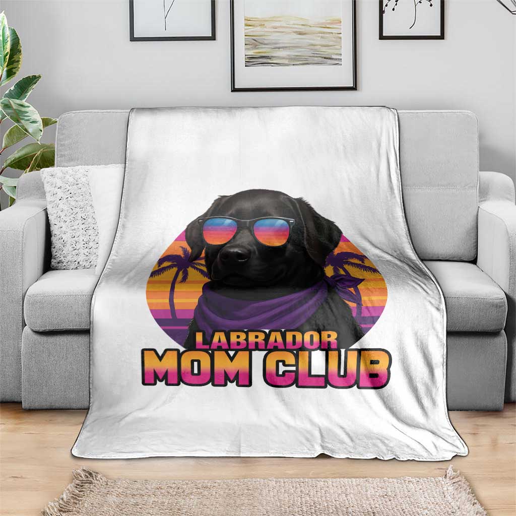 Funny Black Labrador Throw Blanket Dog Mom Retro Sunset Gift - Wonder Print Shop