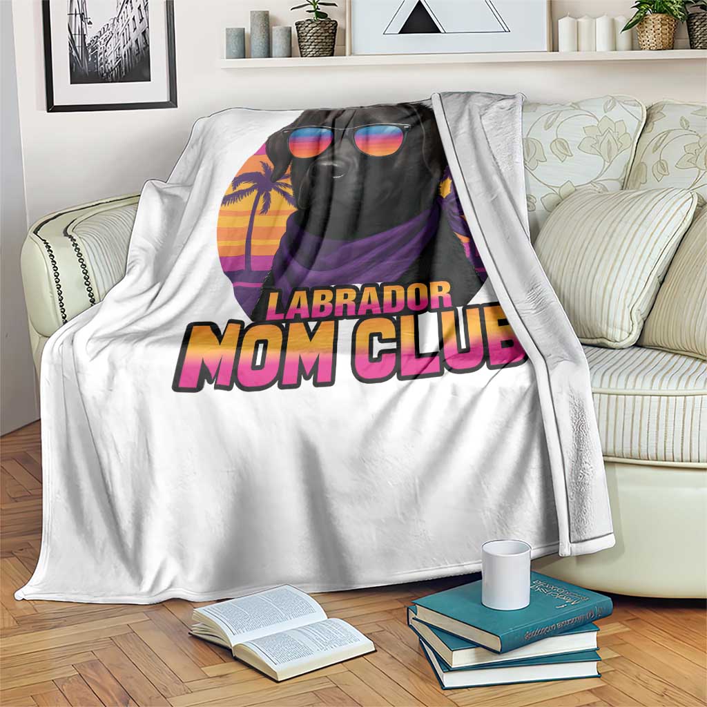 Funny Black Labrador Throw Blanket Dog Mom Retro Sunset Gift - Wonder Print Shop