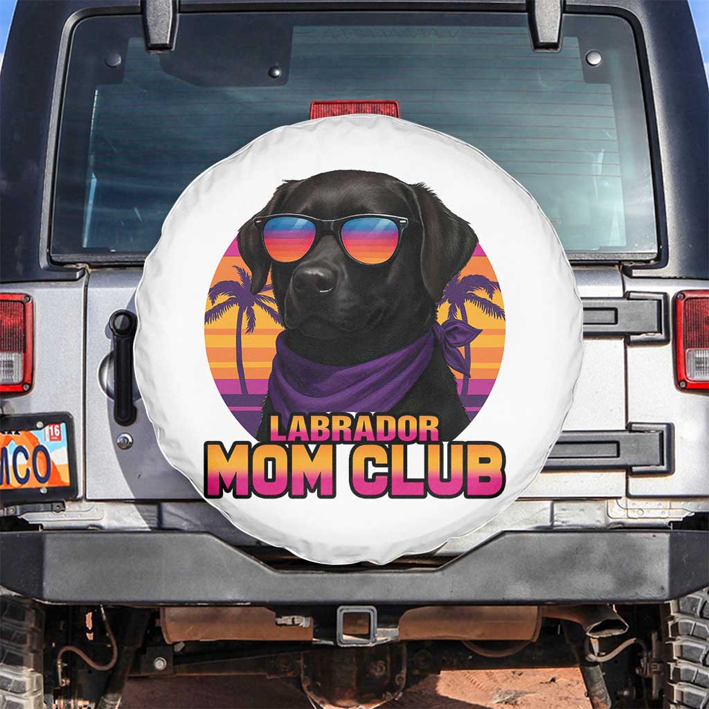Funny Black Labrador Spare Tire Cover Dog Mom Retro Sunset Gift - Wonder Print Shop