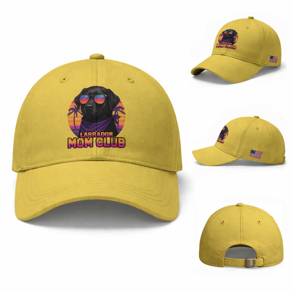 Funny Black Labrador Baseball Cap Dog Mom Retro Sunset Gift