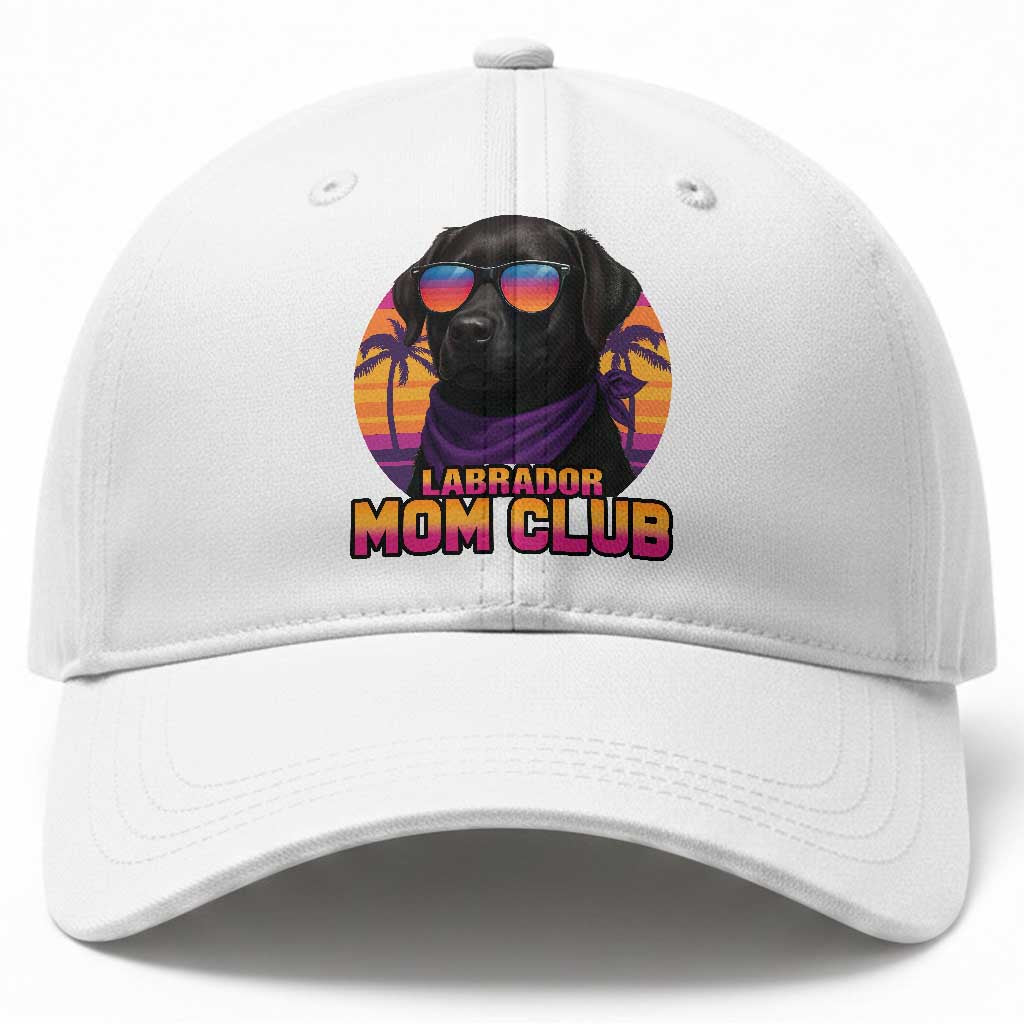 Funny Black Labrador Baseball Cap Dog Mom Retro Sunset Gift
