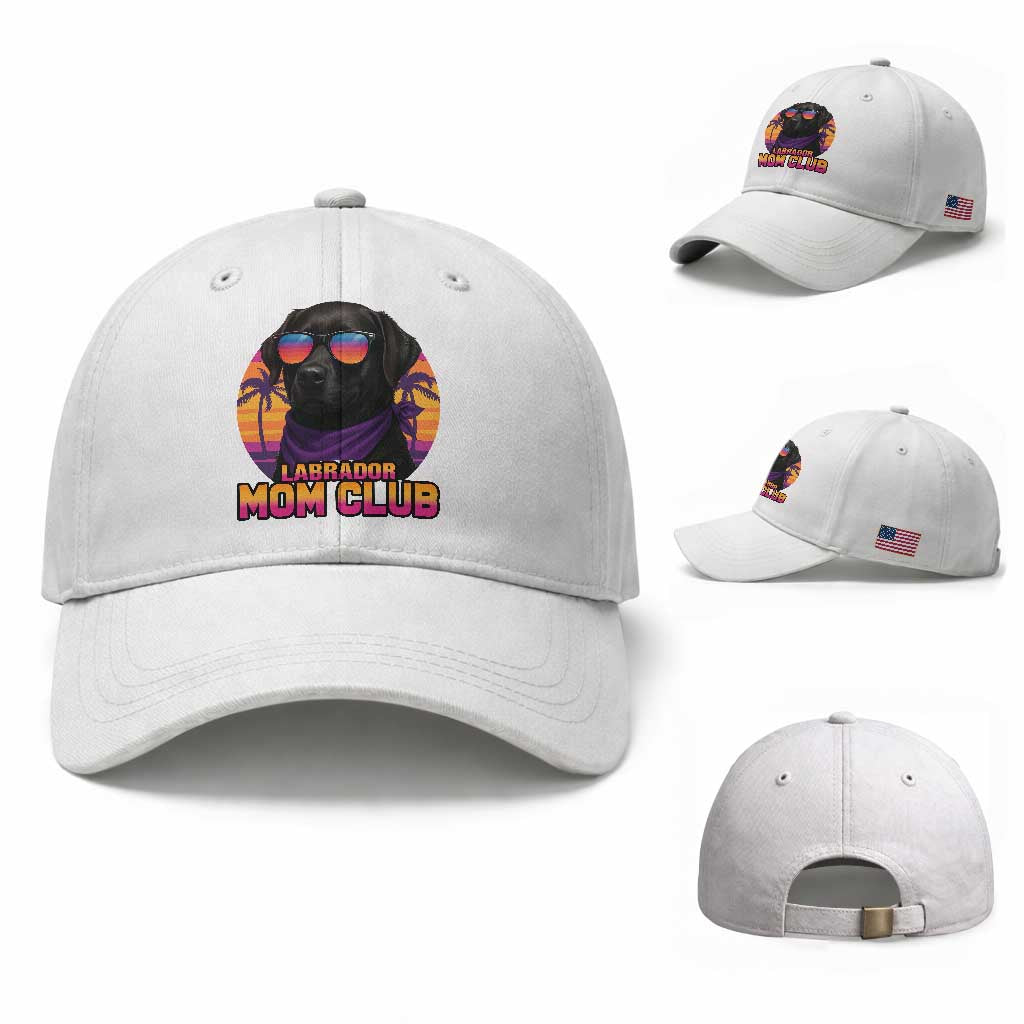 Funny Black Labrador Baseball Cap Dog Mom Retro Sunset Gift