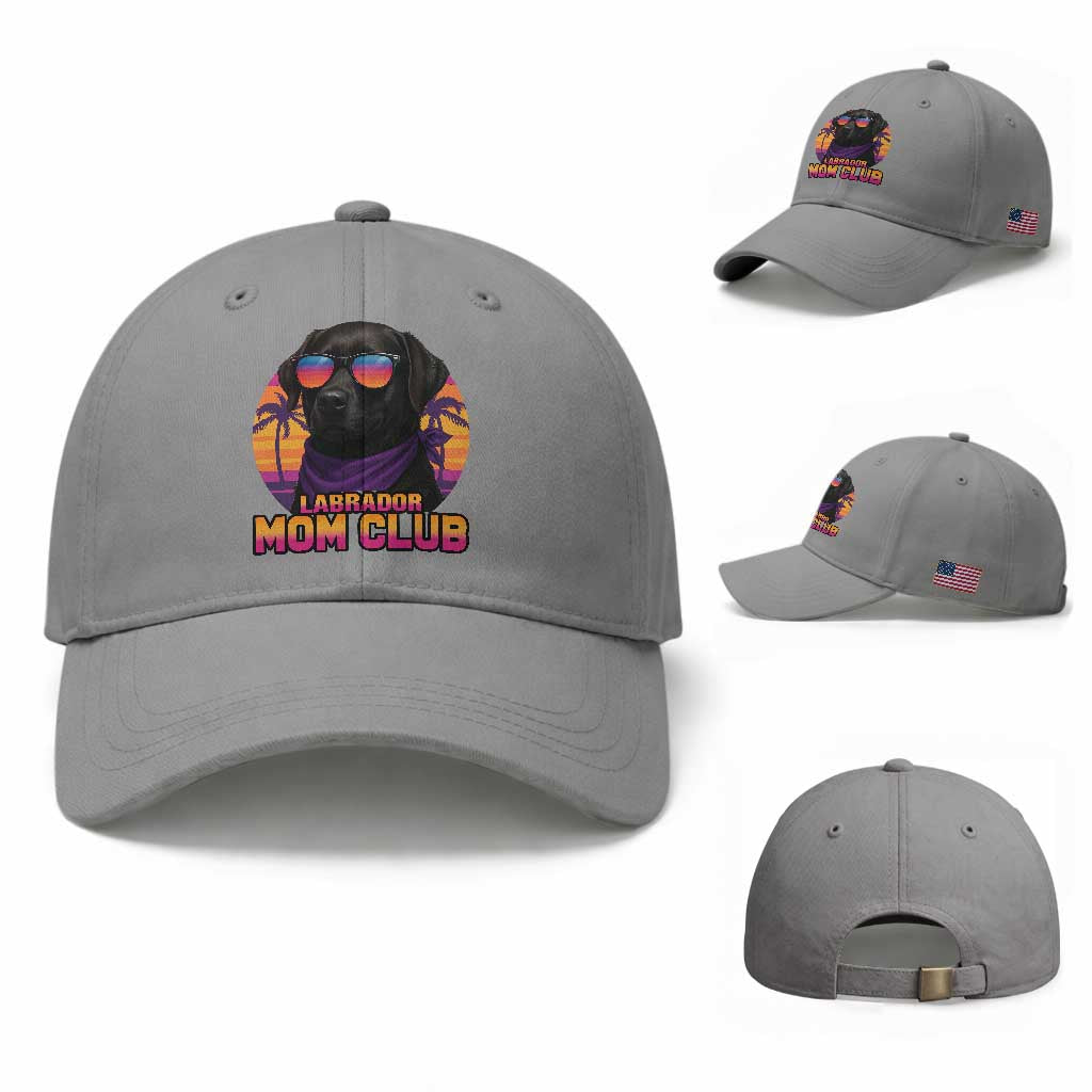 Funny Black Labrador Baseball Cap Dog Mom Retro Sunset Gift
