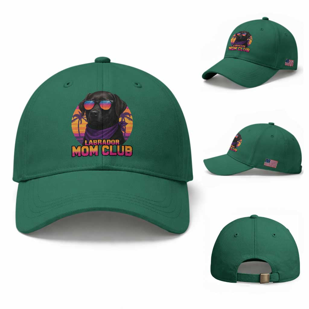 Funny Black Labrador Baseball Cap Dog Mom Retro Sunset Gift