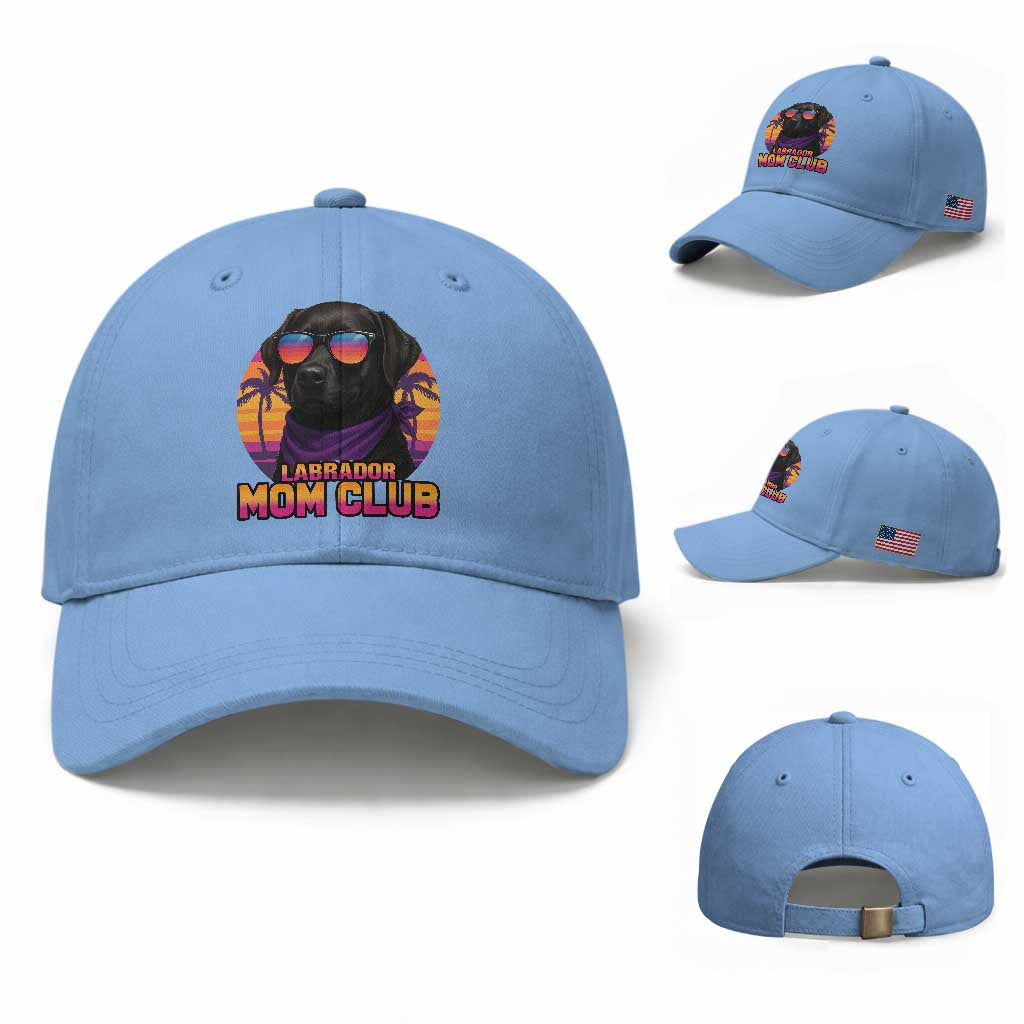 Funny Black Labrador Baseball Cap Dog Mom Retro Sunset Gift