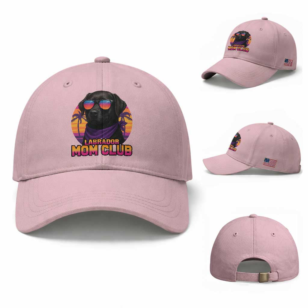 Funny Black Labrador Baseball Cap Dog Mom Retro Sunset Gift