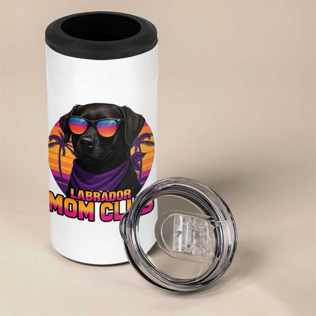 Funny Black Labrador 4 in 1 Can Cooler Tumbler Dog Mom Retro Sunset Gift - Wonder Print Shop