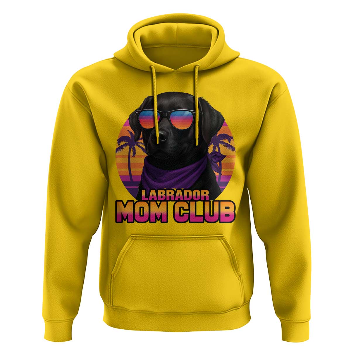 Funny Black Labrador Hoodie Dog Mom Retro Sunset Gift - Wonder Print Shop