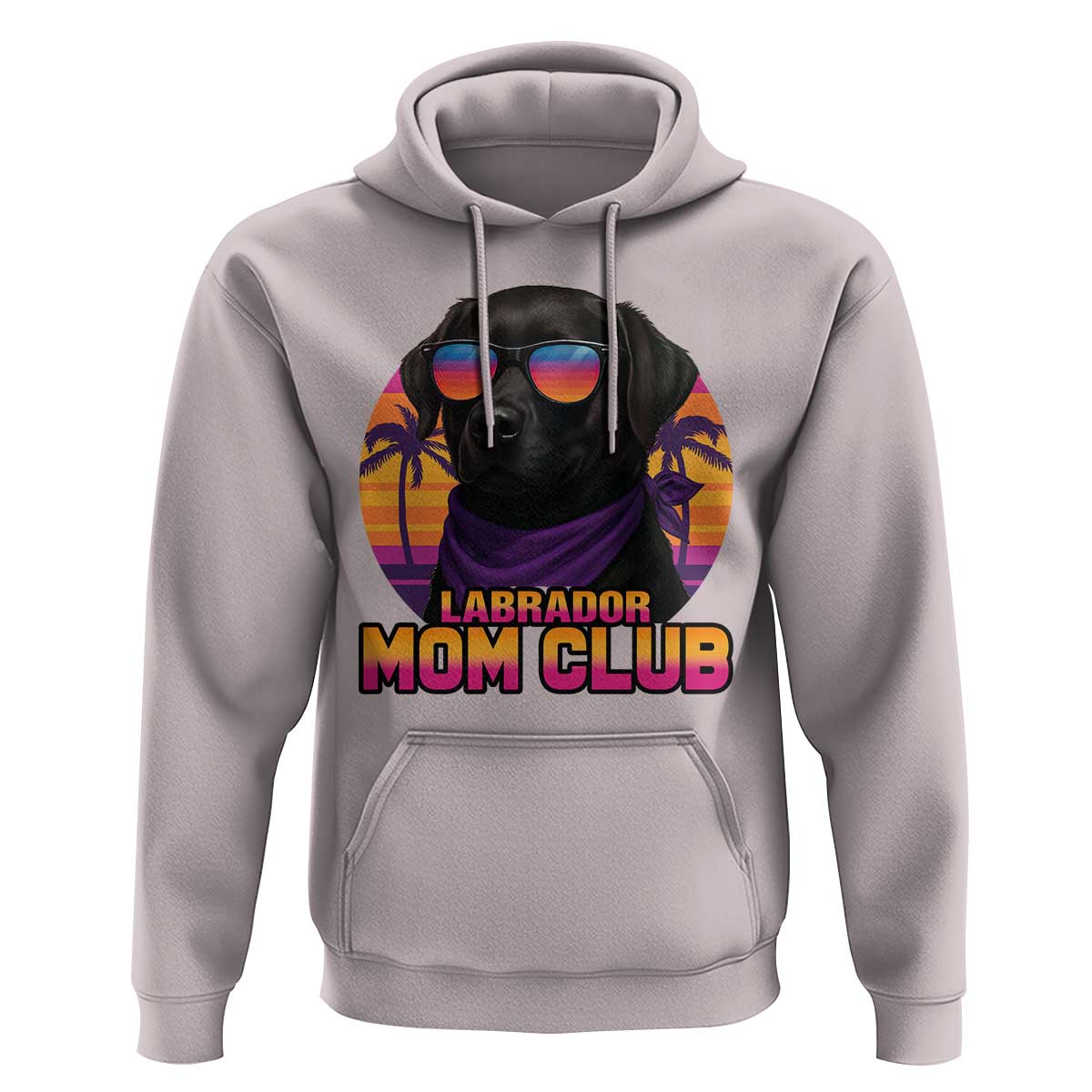 Funny Black Labrador Hoodie Dog Mom Retro Sunset Gift - Wonder Print Shop