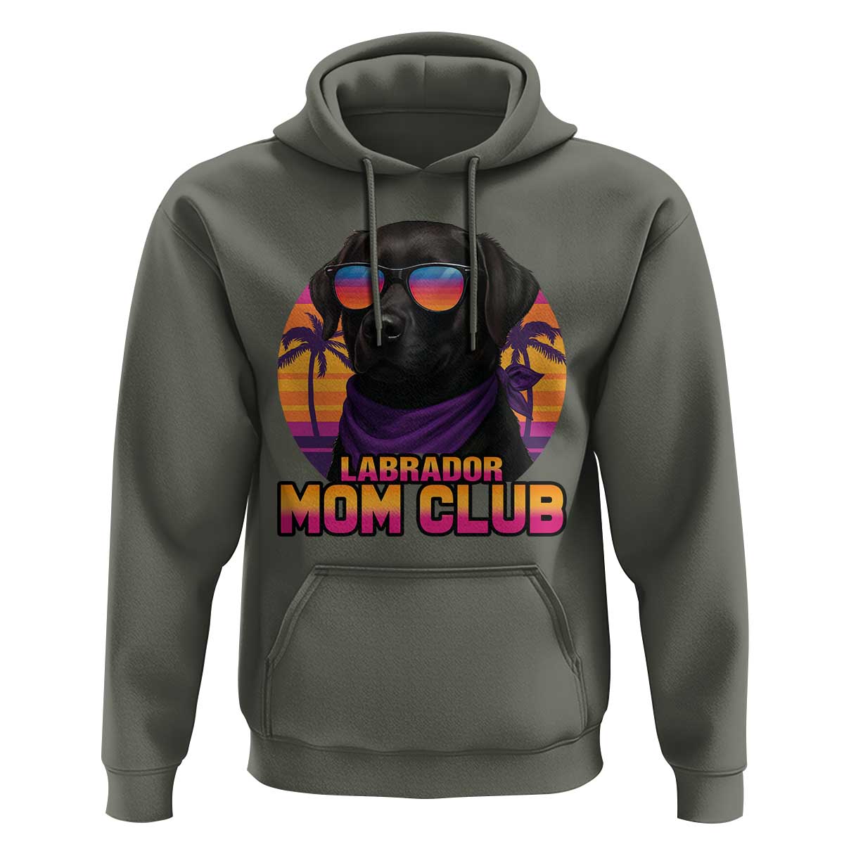 Funny Black Labrador Hoodie Dog Mom Retro Sunset Gift - Wonder Print Shop