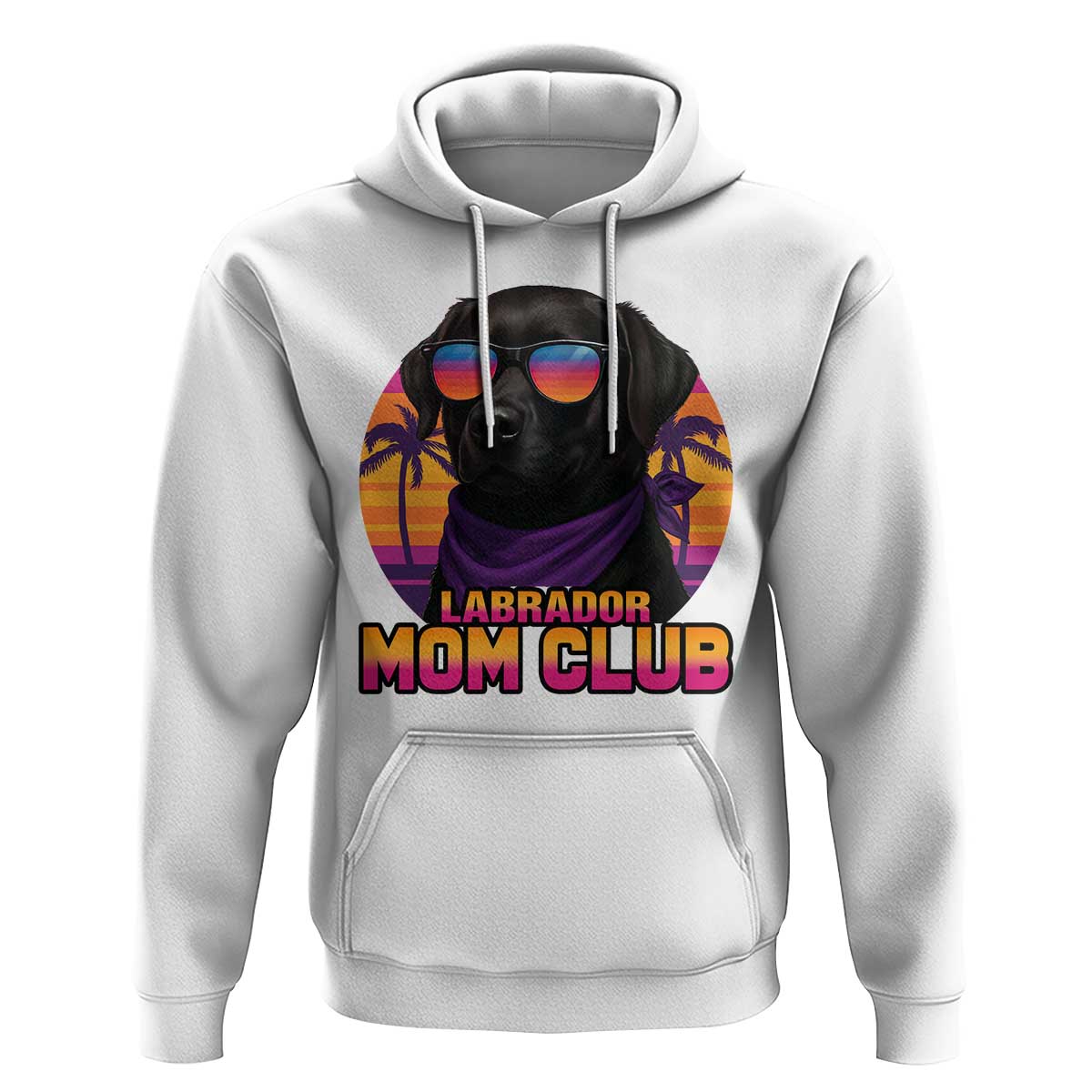 Funny Black Labrador Hoodie Dog Mom Retro Sunset Gift - Wonder Print Shop