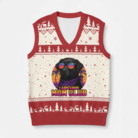 Funny Black Labrador V-Neck Knit Sweater Vest Dog Mom Retro Sunset Gift - Wonder Print Shop
