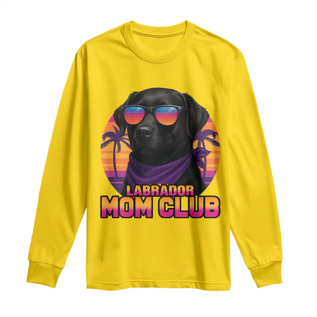 Funny Black Labrador Long Sleeve Shirt Dog Mom Retro Sunset Gift - Wonder Print Shop