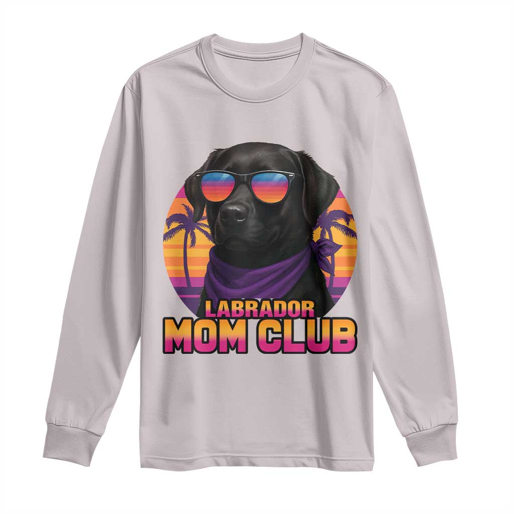 Funny Black Labrador Long Sleeve Shirt Dog Mom Retro Sunset Gift - Wonder Print Shop