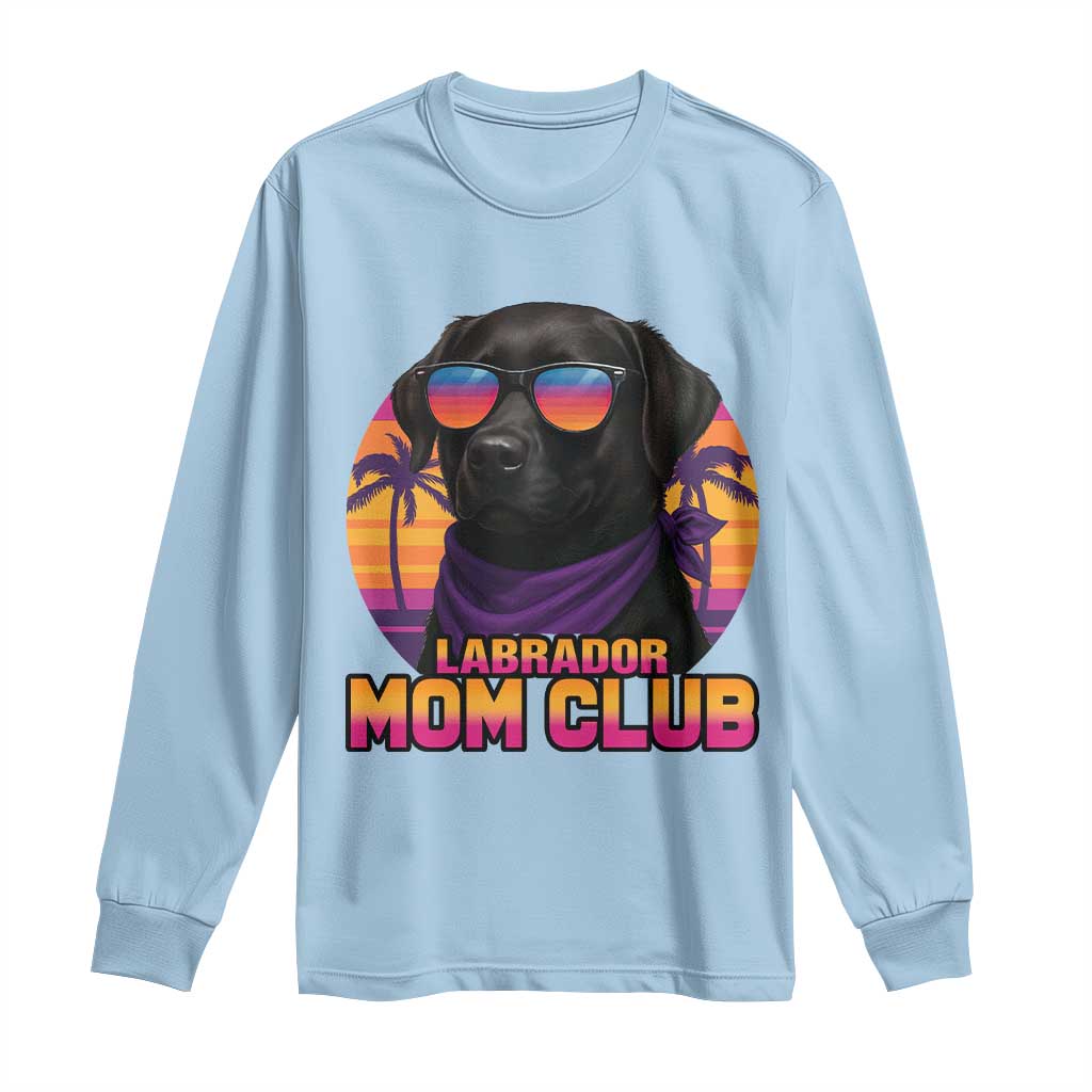 Funny Black Labrador Long Sleeve Shirt Dog Mom Retro Sunset Gift - Wonder Print Shop