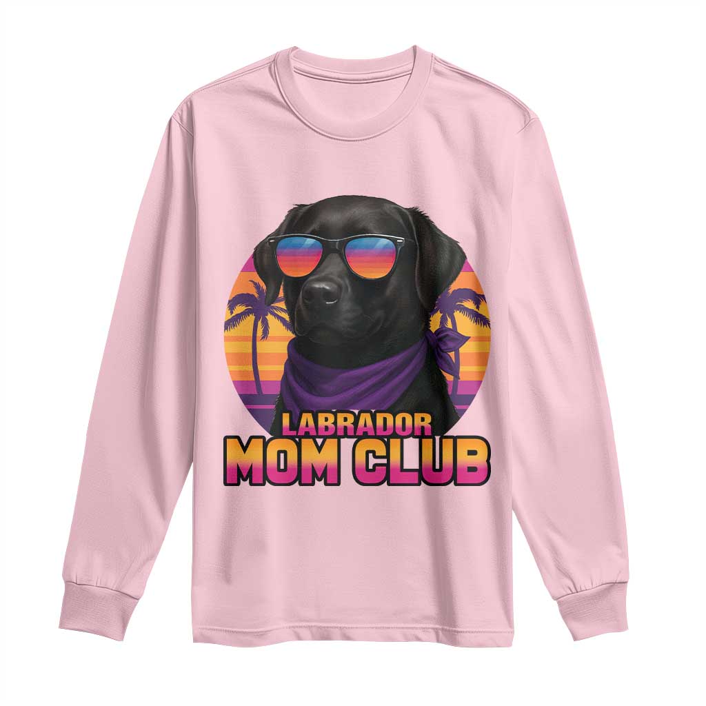 Funny Black Labrador Long Sleeve Shirt Dog Mom Retro Sunset Gift - Wonder Print Shop