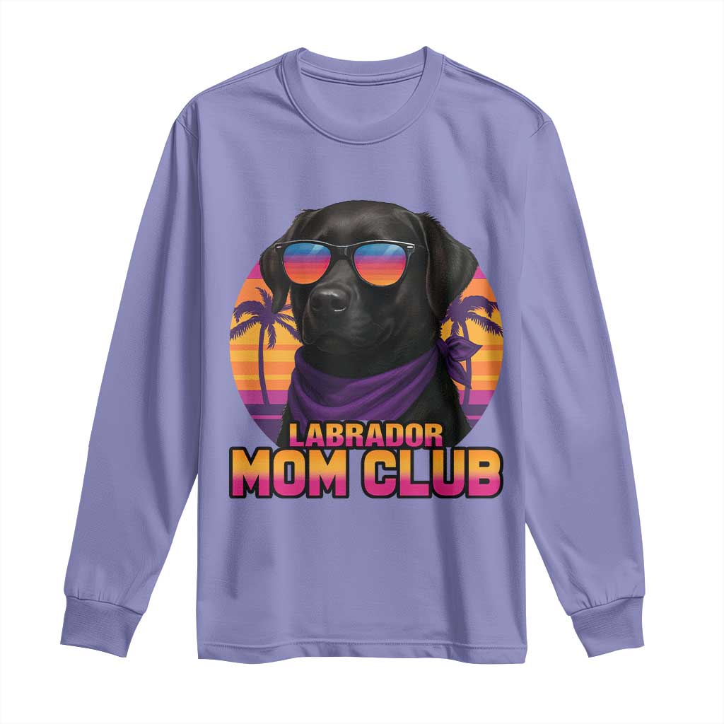 Funny Black Labrador Long Sleeve Shirt Dog Mom Retro Sunset Gift - Wonder Print Shop