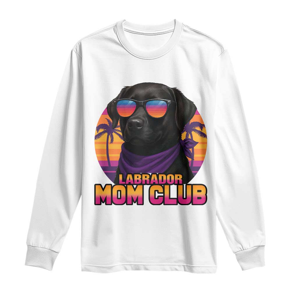 Funny Black Labrador Long Sleeve Shirt Dog Mom Retro Sunset Gift - Wonder Print Shop