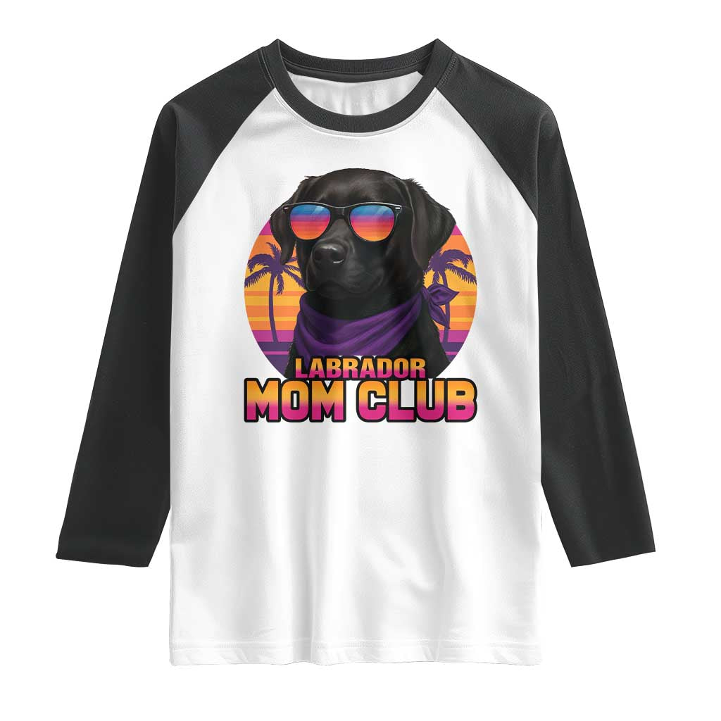 Funny Black Labrador Raglan Shirt Dog Mom Retro Sunset Gift - Wonder Print Shop