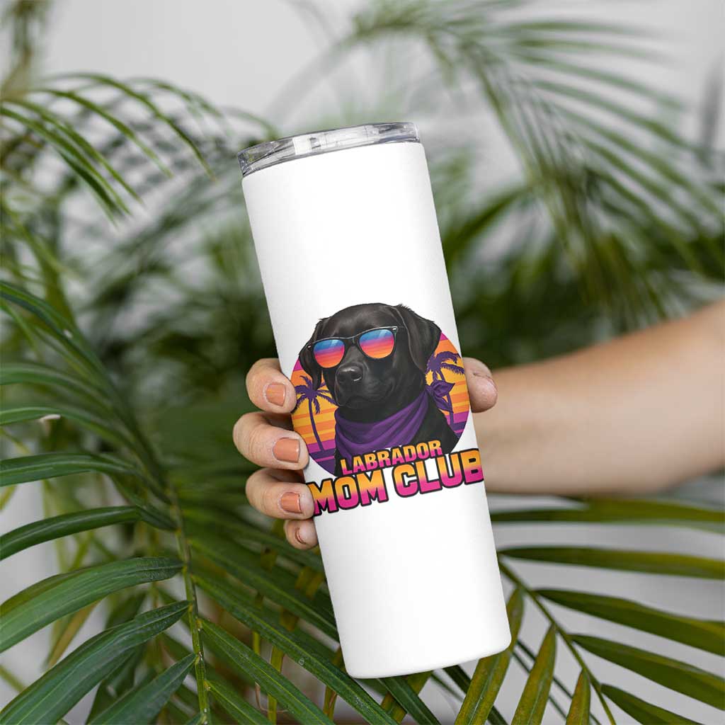 Funny Black Labrador Skinny Tumbler Dog Mom Retro Sunset Gift - Wonder Print Shop