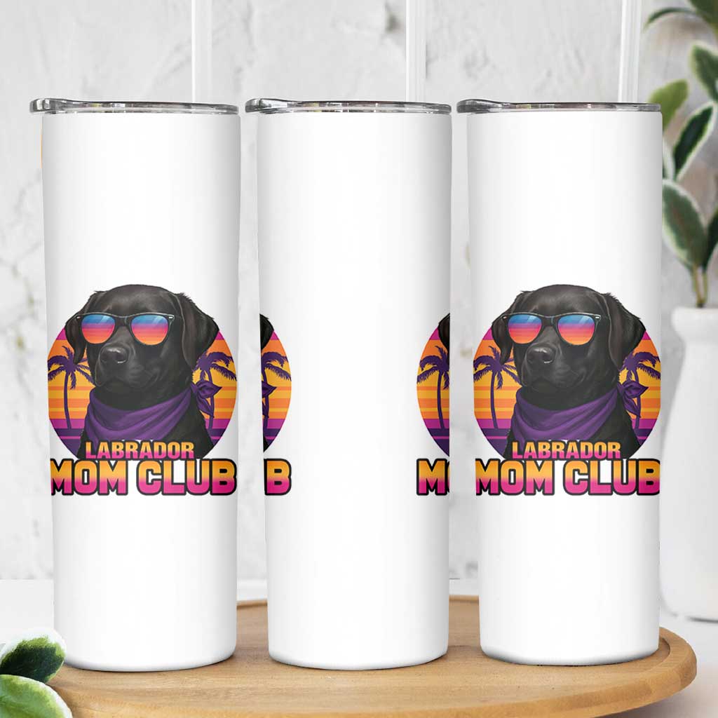 Funny Black Labrador Skinny Tumbler Dog Mom Retro Sunset Gift - Wonder Print Shop