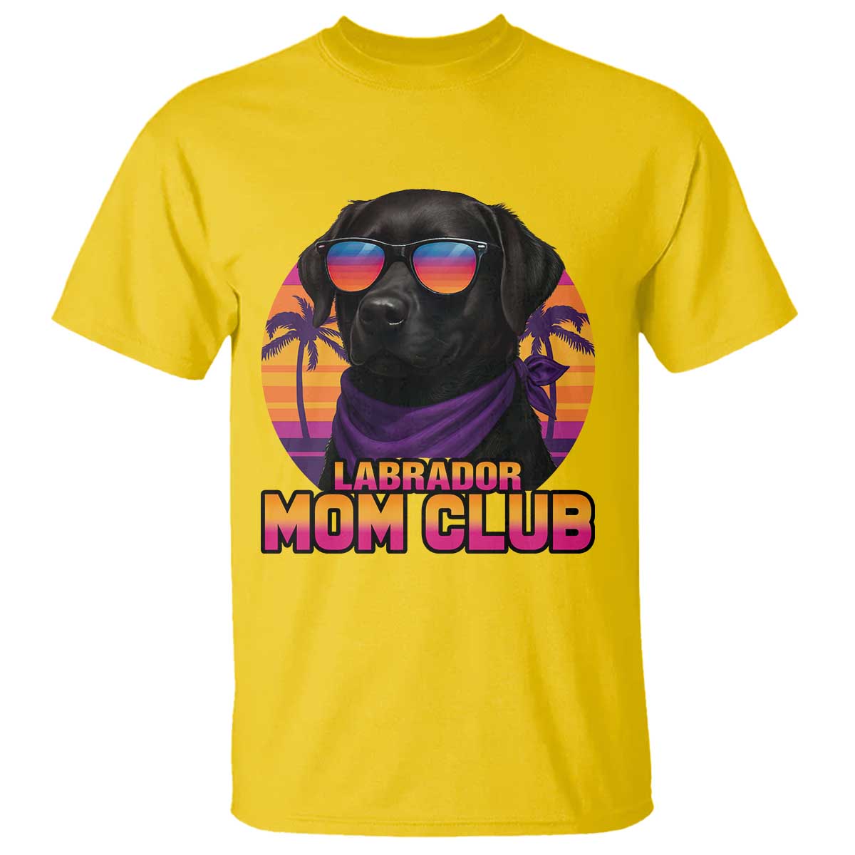 Funny Black Labrador T Shirt Dog Mom Retro Sunset Gift - Wonder Print Shop