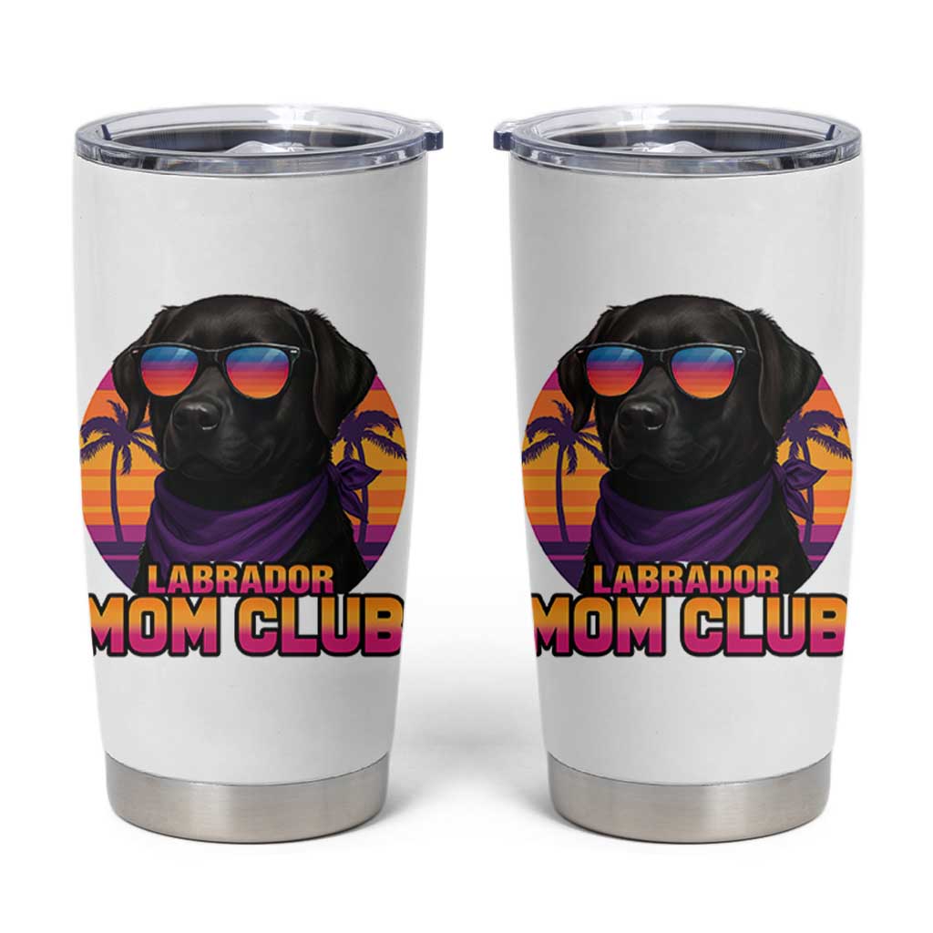 Funny Black Labrador Tumbler Cup Dog Mom Retro Sunset Gift - Wonder Print Shop