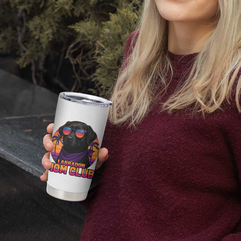 Funny Black Labrador Tumbler Cup Dog Mom Retro Sunset Gift - Wonder Print Shop