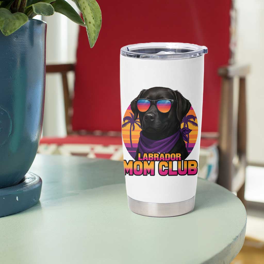 Funny Black Labrador Tumbler Cup Dog Mom Retro Sunset Gift - Wonder Print Shop