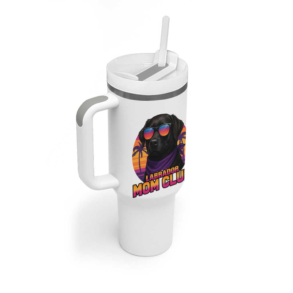 Funny Black Labrador Tumbler With Handle Dog Mom Retro Sunset Gift - Wonder Print Shop
