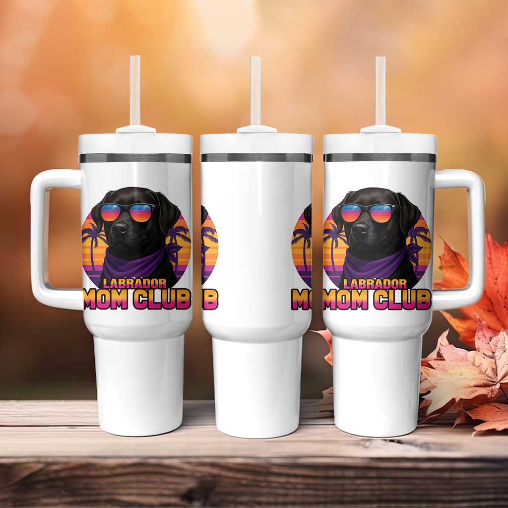 Funny Black Labrador Tumbler With Handle Dog Mom Retro Sunset Gift - Wonder Print Shop