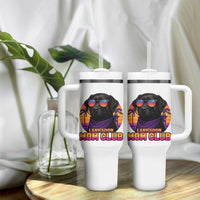 Funny Black Labrador Tumbler With Handle Dog Mom Retro Sunset Gift - Wonder Print Shop